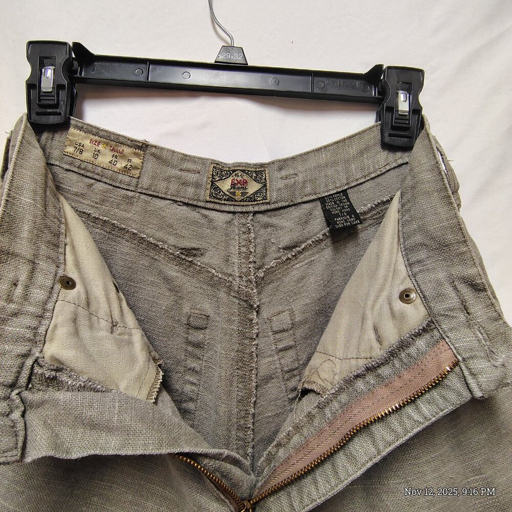 Vintage 90s Express Womens Olive Green Jeans High Waisted Tapered Leg Baggy - Picture 7 of 11